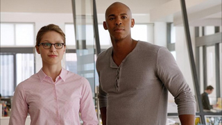 Melissa Benoist and Mechad Brooks in Supergirl (CBS)